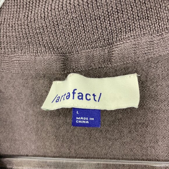 Artefact Large Brown Quarter Zip Long Sleeve Merino Wool Sweater Preppy - Picture 7 of 10